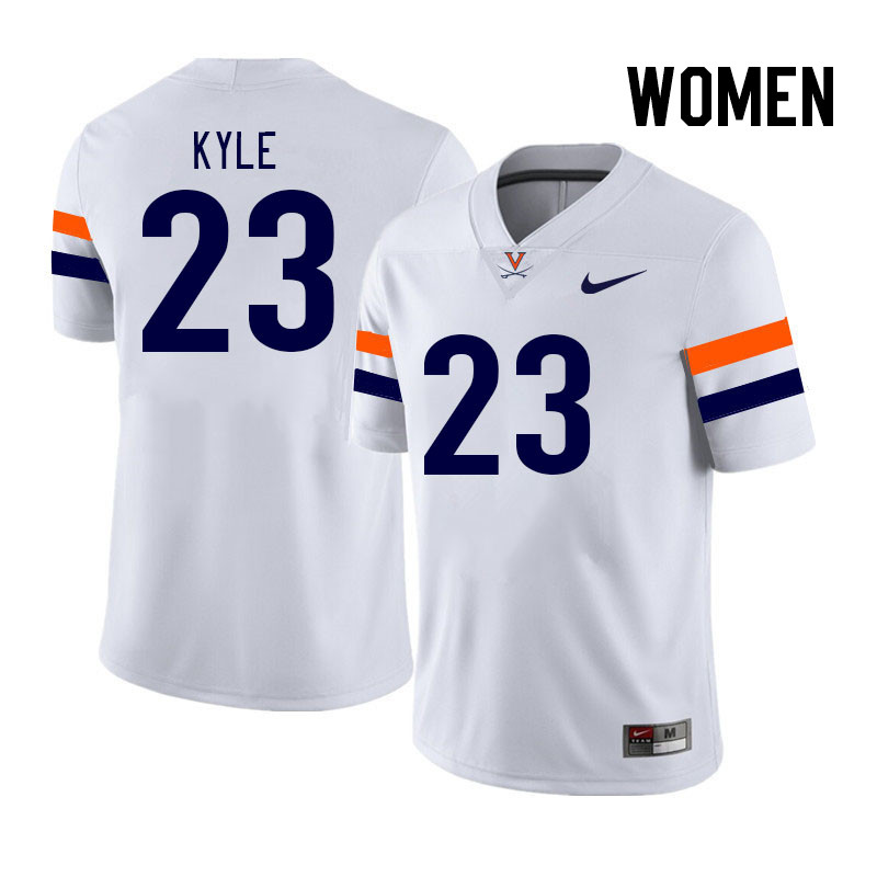 Women #23 Tayvonn Kyle Virginia Cavaliers College Football Jerseys Stitched Sale-White - Click Image to Close